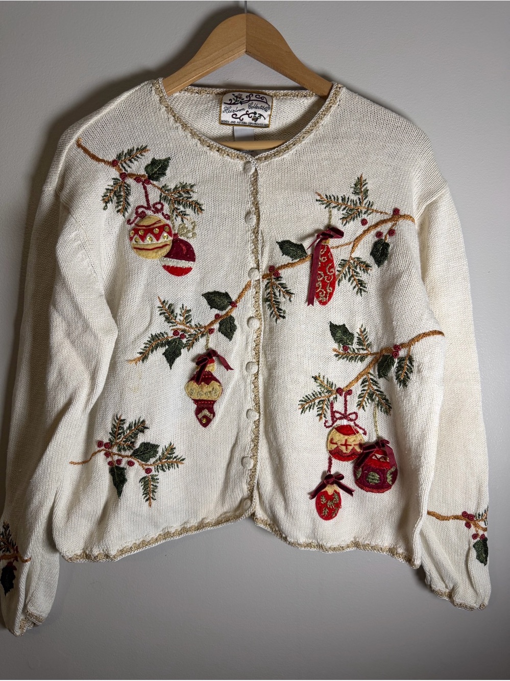 Heirloom Collectibles Vintage Christmas Cardigan, XL